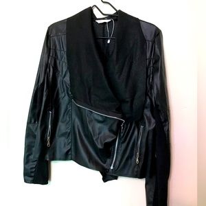New faux leather asymmetrical Lapel Jacket
